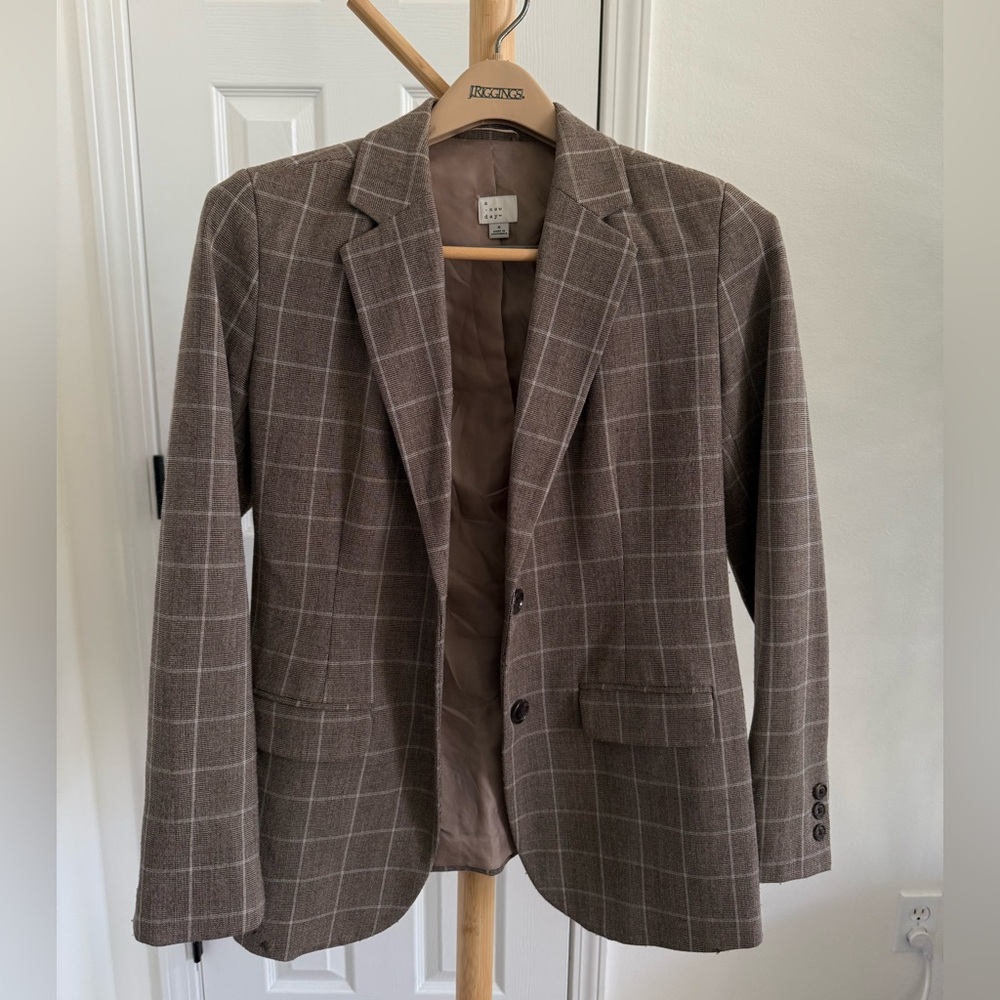 A New Day Brown Checkered Blazer